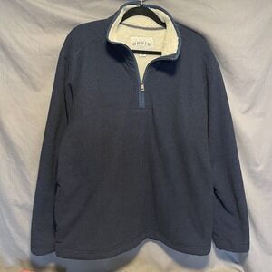 NEW Orvis Men's Navy Blue 1/4 Zip Sherpa Lined Thick Jacket/Sweater Size XXL 2XL